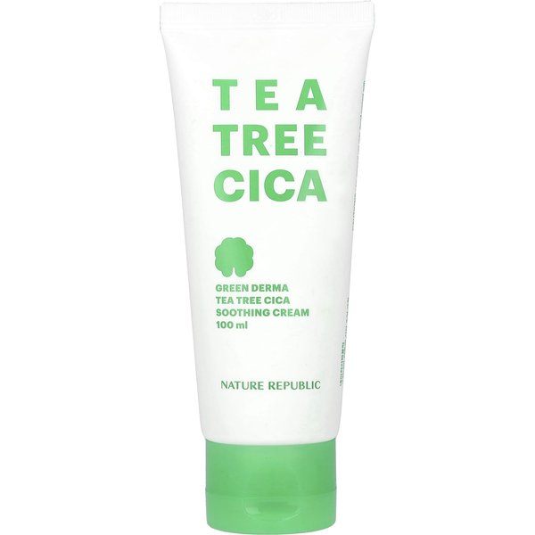 Nature Republic, Green Derma Tea Tree Cica, Crema Calmante, 3,38 Fl Oz (100 Ml) White-image