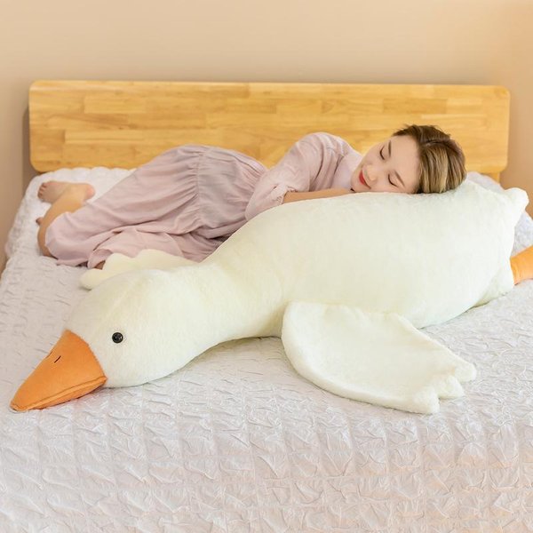 50/90/130CM Zabawny Pluszowy Gęś Wypchana MięKka Kaczka Poduszka Do Spania Poduszka Na Kanapę Dzieci Dziewczyna Prezent Urodzinowy Zabawka Beige-image