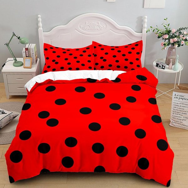 Moda Estrellas Mariquita Insectos Juego De Funda NóRdica TamañO King Queen Doble Completo Twin Individual Funda NóRdica Funda De Almohada Juego De Ropa De Cama 140X210Cm-image