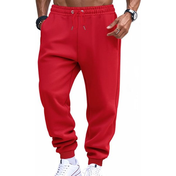 Pantalones Deportivos Jogger Lisos Casuales Holgados Estilo Americano Para Gimnasio Fitness Entrenamiento Xxxl Rojo-image