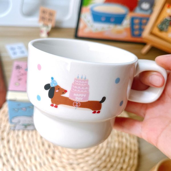 Taza De Dibujos Animados Taza De CeráMica Taza De Café Leche Linda CeráMica Desayuno CumpleañOs Recuerdo Regalo Para Pareja 280Ml-image