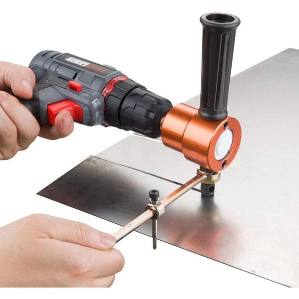 Cortador De Chapa MetáLica De Doble Punta Sierra MetáLica Cortador Accesorio Para Taladro Ajustable 360 Grados Con Herramientas De Corte Punzonadoras-image