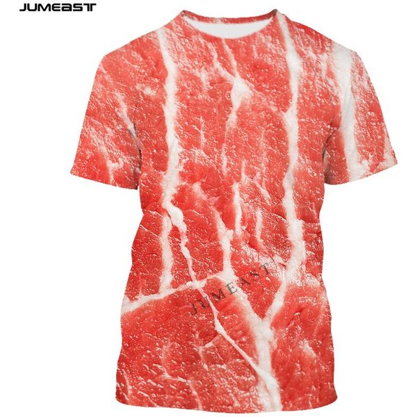 Tendencia Divertida Camiseta Con Estampado 3D Para Hombres Hip Hop Comida Carne Camiseta De Manga Corta Jersey Deportivo Tops Camisetas XXS Beige-image