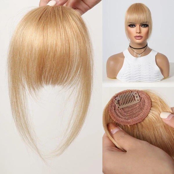 Haircube 100% Grzywka Z Ludzkich WłOsóW Nad GłOwą Doczepiane WłOsy Doczepiane BrąZowe WłOsy Naturalne Delikatne Grzywki FręDzle Treski Dla Kobiet W Grzywce Powietrznej Beige-image