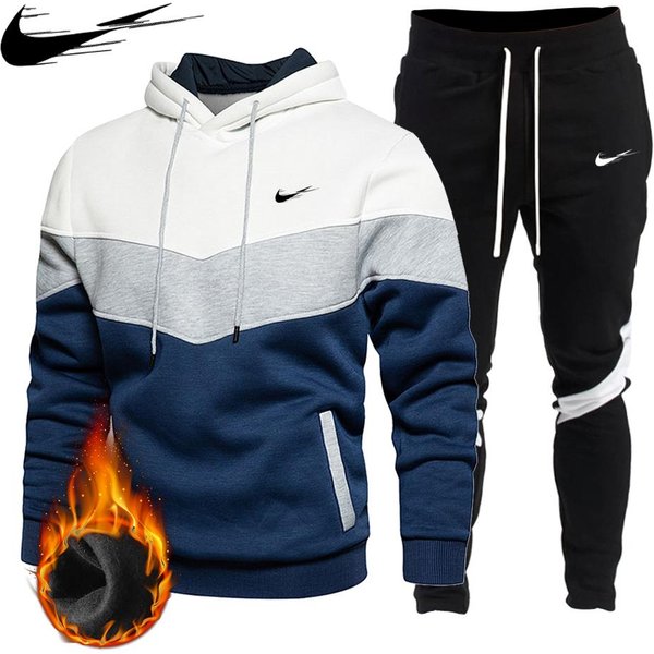 Conjunto De Sudadera PulóVer Con Capucha OtoñO Invierno Verde Militar Para Hombre Ropa Deportiva Conjunto Deportivo De 2 Piezas Conjunto De Sudadera Para Jogging Para Hombre M Blanco-image
