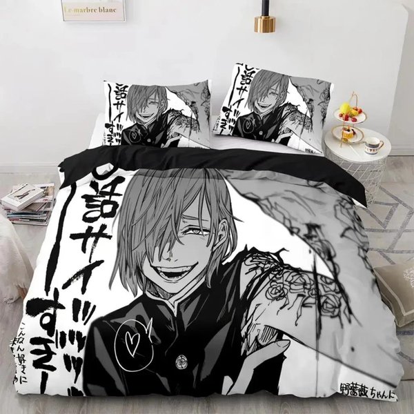ColeccióN De Ropa De Cama Jujutsu Kaisen Individual Twin Matrimonial Queen King Size ColeccióN De Cama De Anime Adulto Kawaii HabitacióN Infantil Funda NóRdica Colecciones ImpresióN 3D 044 EU Single 135X200Cm-image