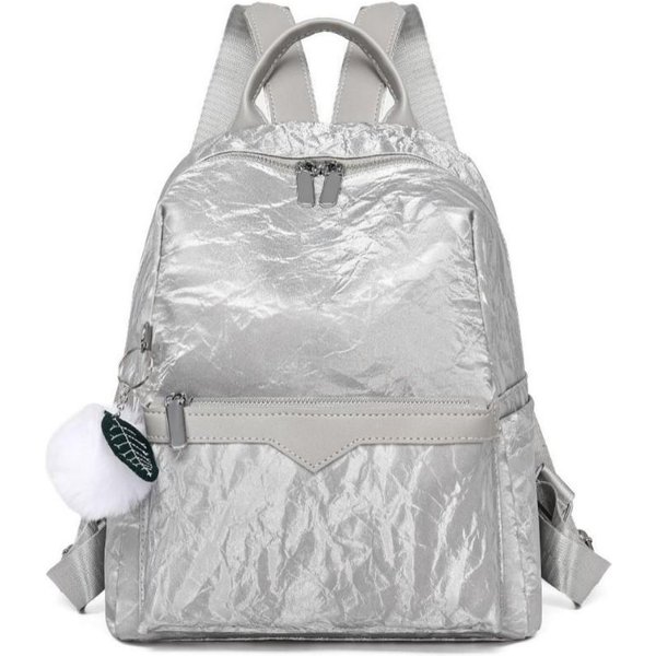 Mochila Para Mujer Mochila Retro Europea Y Americana Moda Casual Gran Capacidad Viaje Desplazamiento Bolso De Mujer Plata-image