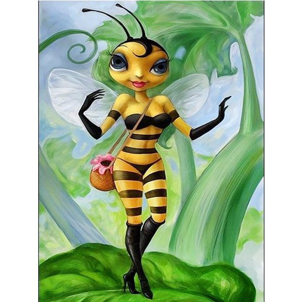 Pintura De Diamante 5D Diy, Mosaico Abeja Elfo , Bordado De Diamantes De ImitacióN, Punto De Cruz, DecoracióN Del Hogar 20X30CM Black-image
