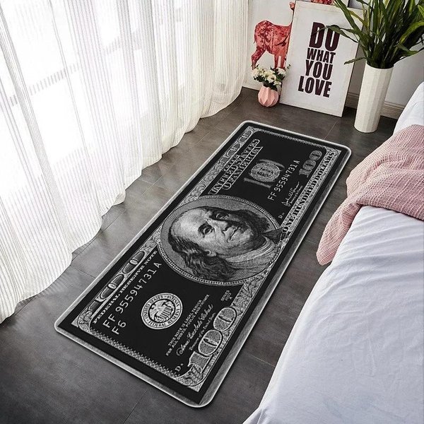 Kreatywna Mata PodłOgowa Z Nadrukiem Banknotu Dolarowego Dywanik AntypośLizgowy Do Sypialni Salonu Kuchni WejśCia TrwałY Zmywalny Dywan Dekoracja Domu 50X80Cm-image