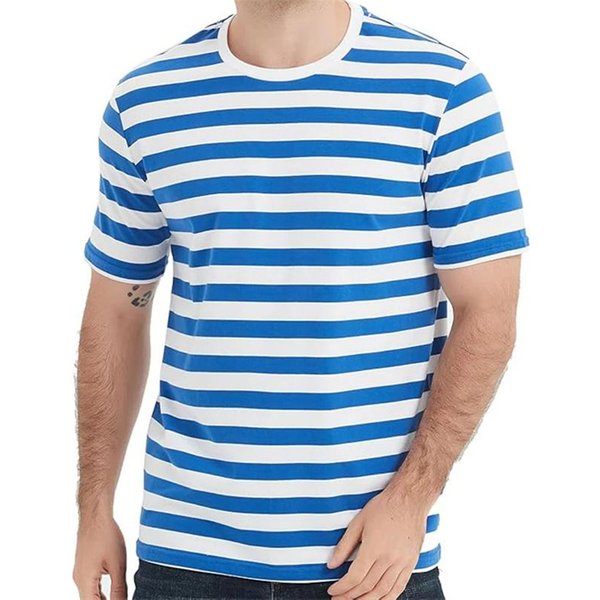 Camisetas GráFicas Simples De Rayas De Alfiler Verano Casual Estampadas En 3D Manga Corta Moda Streetwear Oversized Camisetas De Hombre 5XL Blue-image