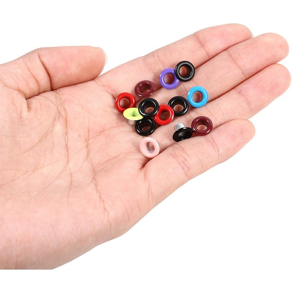 4 Colores 100 Juegos De Ojales Redondos De Metal De 4 Mm Para áLbumes De Recortes, Tarjetas, Agujeros, Accesorios Para Prendas Artesanales De Cuero White Blanco-image