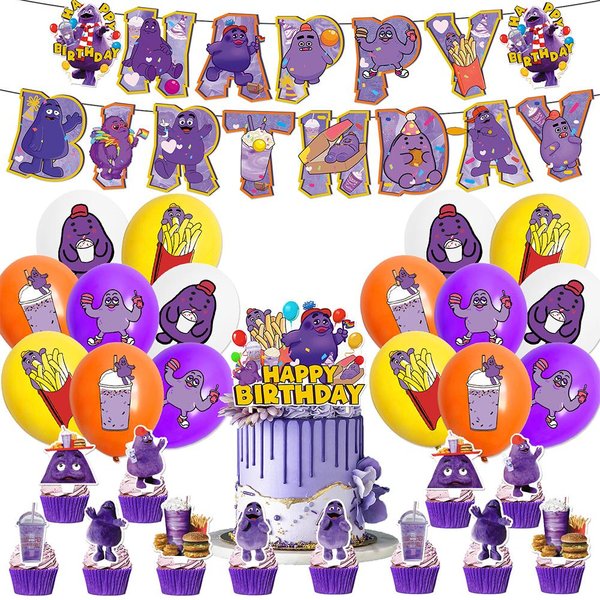30 Uds. Decoraciones Para Fiesta De CumpleañOs Grimace Incluyen Globos Y Pancartas Para DecoracióN De Tartas-image