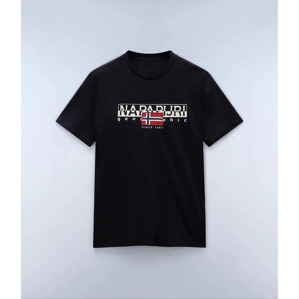 Camiseta Suelta Para Hombre Verano Napapijri Camiseta Estampada Moda Retro DiseñO Casual Fresco Top De Manga Corta Camiseta De AlgodóN M Negro-image