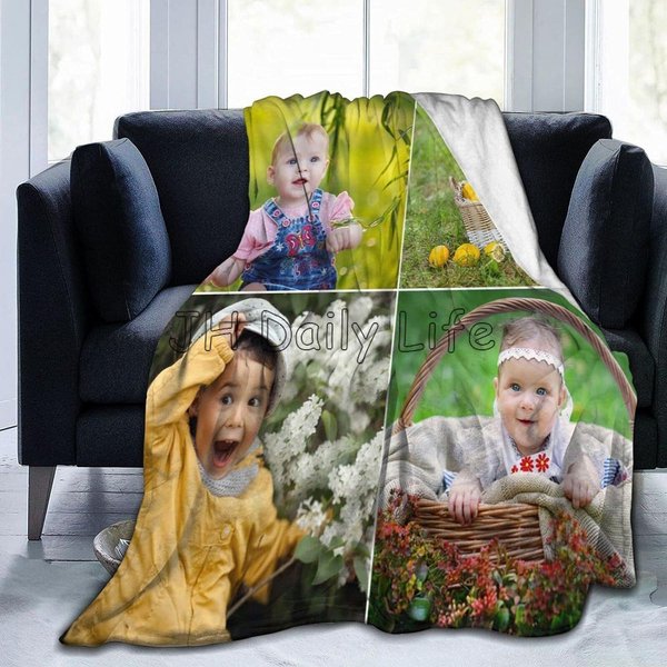 Koc Z WłAsnymi ZdjęCiami I Tekstem Personalizowane Flanelowe Koce Dla DorosłYch I Dzieci Prezent Na Urodziny Dzień Ojca Dzień Matki Walentynki 75X100Cm-image