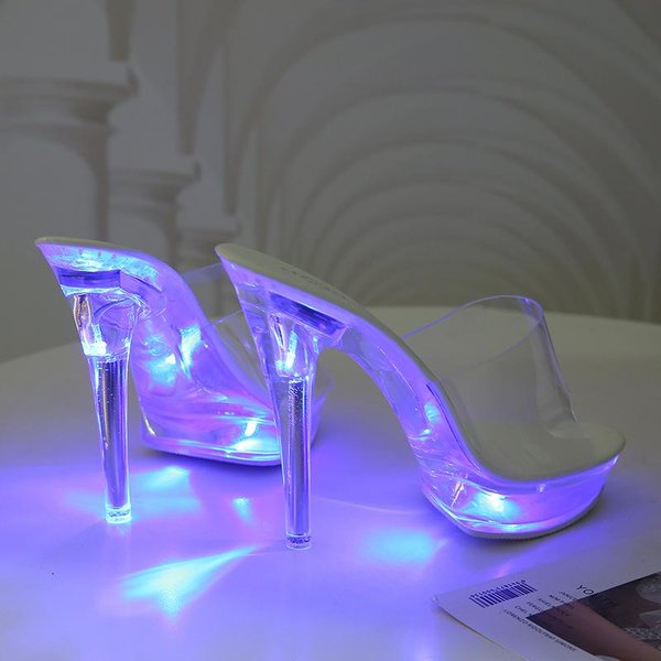 Seksowne Przezroczyste KryształOwe Obcasy Damskie Buty Wodoodporna Platforma Klub Nocny Wybieg Scena Szpilki 15Cm Wysokie Obcasy SandałY 39-image