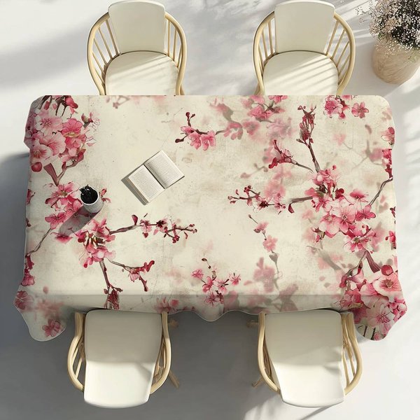 Mantel De Flor De Cerezo JaponéS DecoracióN De Fiesta Comedor Hogar Cocina Patios Mantel Impermeable Resistente A Manchas 100X140Cm-image