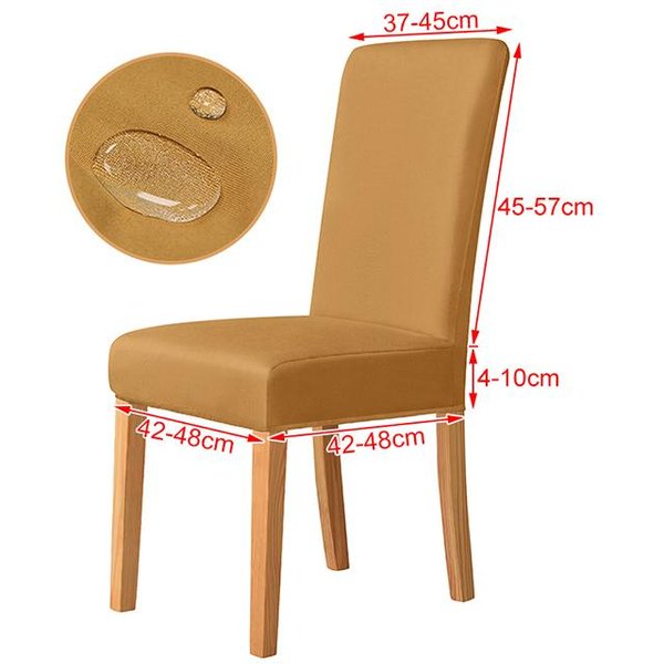Jednokolorowa Wodoodporna Tkanina Pokrowiec Na KrzesłO Jadalniane Spandex RozciąGliwy Pokrowiec Na Siedzisko KrzesłA Do Kuchni Wesela Bankietu Hotelu 1 Szt. 1-Pcs Brown-image