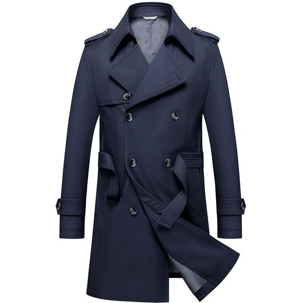 Cortavientos Para Hombre Primavera Y OtoñO Cortavientos De Doble Botonadura De Longitud Media Para Hombre Chaqueta Superior Cortavientos De Tejido Texturizado Para Hombre Ropa Para Hombre XL Black-image