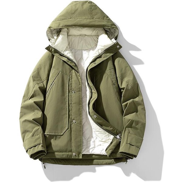 Chaqueta CáLida Acolchada Gruesa Para Hombre Con Capucha Invierno Exterior Cortavientos 4XL Beige-image