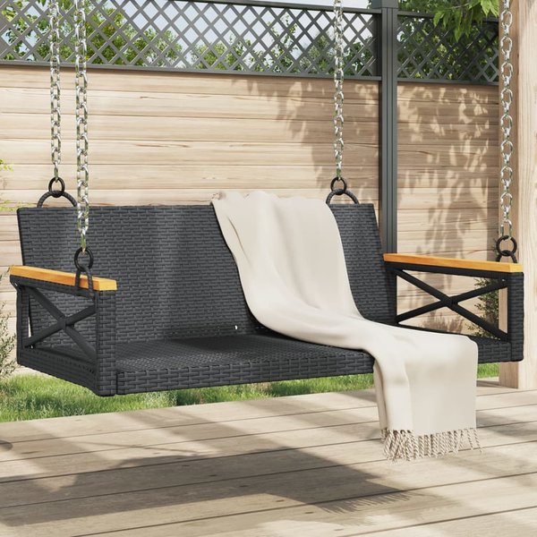 Vidaxl HuśTawka ŁAwka, Czarna, 109X62X40 Cm, Polirattan-image