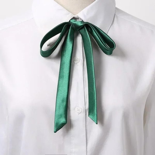 Corbata PequeñA Pajarita Estilo Universitario Uniforme Escolar Accesorios De Camisa SeccióN Larga Para Hombres Y Mujeres Serpentinas Cuellos Flores 1PC Black-image