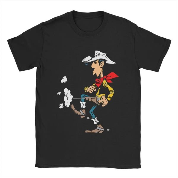 2026 Moda Letnia Modny T-Shirt MężCzyźNi Kobiety Vintage Top Lucky Luke Koszulka KreskóWka BawełNiana Odzież Szalony KróTki RęKaw OkrąGłY Dekolt T-Shirt Xl-image