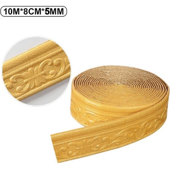 10M 3D Samoprzylepna Linia WykońCzenia śCian Listwa PrzypodłOgowa Wodoodporna Listwa Tapeta Naklejka Do Salonu Dekoracji WnęTrz 10M*8CM ZłOty-image