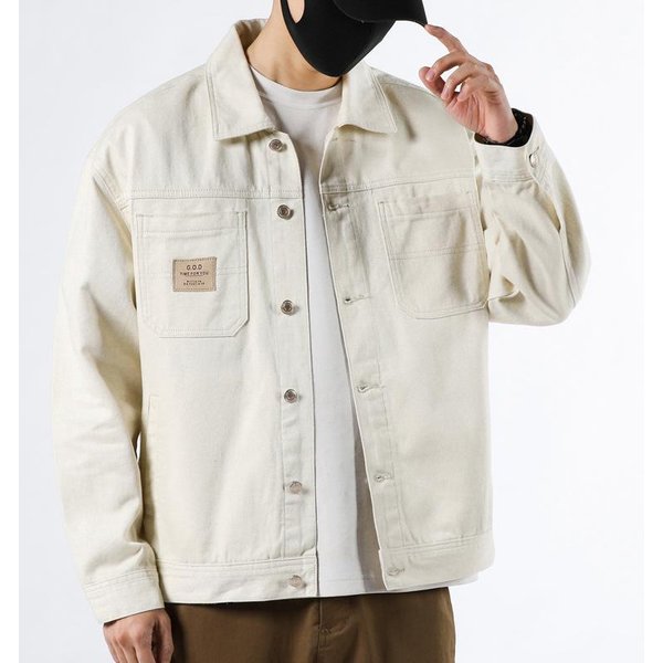 Chaqueta Vaquera Para Hombre Holgada Guapa Chaqueta De Trabajo Primavera Y OtoñO Casual Denim XL-image