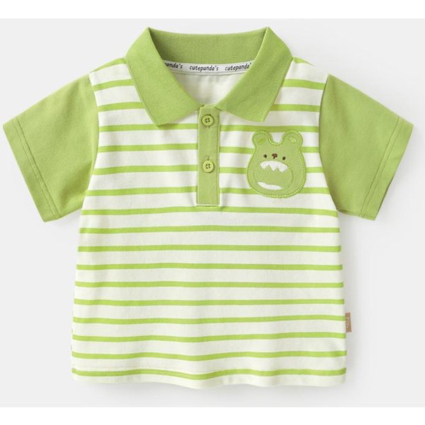 Ropa De Bebé Casual Camisetas De Manga Corta Verano NiñOs Polos NiñOs NiñAs Tops De Bebé Verano 120Cm Beige-image