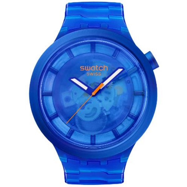 Swatch Seria Colors Of Joy Mechanizm Kwarcowy 30M RóżOwy Zegarek 47Mm Niebieska Tarcza Koperta Z MateriałU Pochodzenia Biologicznego Pasek Z MateriałU Pochodzenia Biologicznego Zegarki MęSkie SB05N116 Blue Blue-image