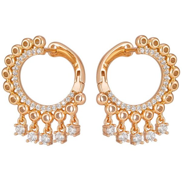 Nuevos Pendientes Colgantes Con Borla De ZircóN Natural Para Mujer Lujo Color Oro Rosa ÉTnico Novia ÚNico Diario Fino JoyeríA Linda-image