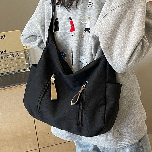 Bolso De Lona De Gran Capacidad Para Mujer Nuevo Bolso Bandolera Commuter De Moda Ins VersáTil Bolso De Hombro Tipo Tote-image
