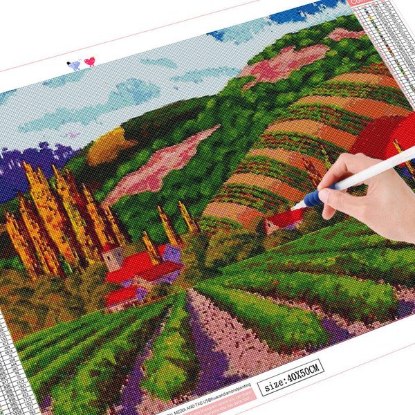 5D Diamante Bordado Punto De Cruz Paisaje Diamante Pintura Campo Diamante 20X30CM-image