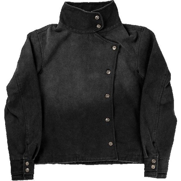 Kurtka Szermiercza Y2K Vintage Wash Gradient Nieregularne Guziki Kurtka Unisex Gotycka Harajuku Streetwear PłóTno BawełNa Casualowa Kurtka S Black-image