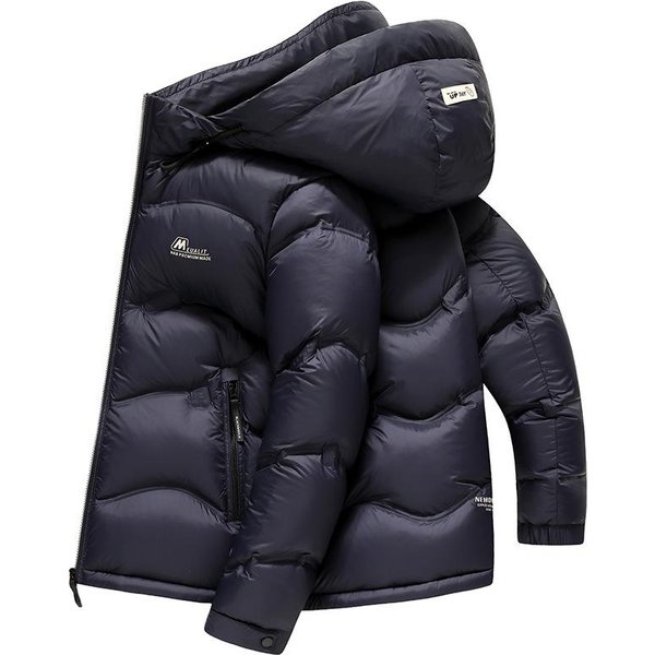 Kurtka MęSka Zimowa, KróTka, Gruba, Puchowa, Odporna Na Zimno, Swobodna, Z Kapturem 4XL Black-image