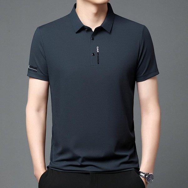 Novedad De Verano Para Hombre, Camiseta De Manga Corta Para Hombre, Polo Informal De Negocios Con Solapa Agradable A La Piel De Seda Helada, Camiseta Para Hombre Xxxxl-image