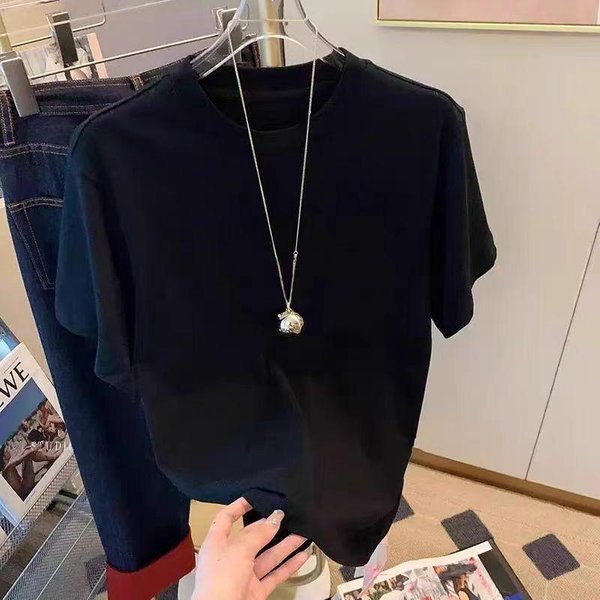 Nueva Camiseta De AlgodóN Puro De Manga Corta Con Hombro Descubierto Para Mujer Simple Y VersáTil Top Reductor De Edad Adelgazante En Verano 4XL-image