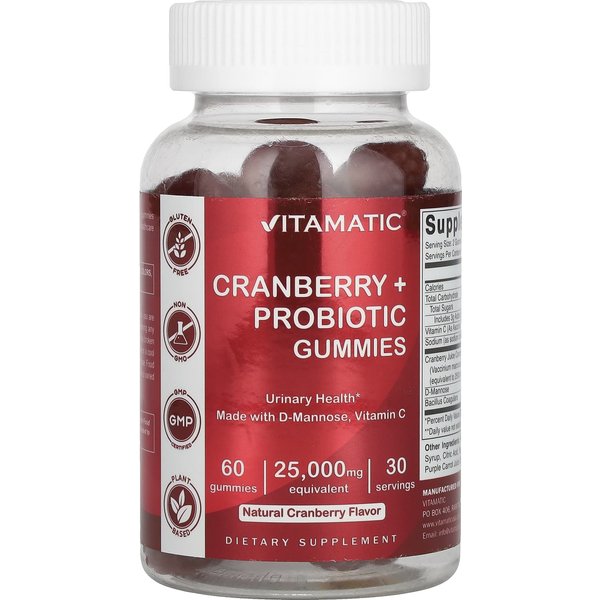 Vitamatic, Gominolas De AráNdano + ProbióTicos, AráNdano Natural, 25.000 Mg, 60 Gominolas (12.500 Mg Por Gominola)-image