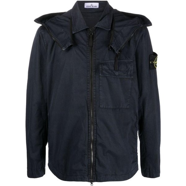 Stone Island FW22 Jednokolorowa Kurtka Z Kapturem Na Zamek Z Naszywką Z Logo MęSkie Kurtki Niebieski 7715114WN-V0120 XXL Black-image