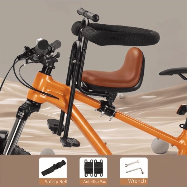 Asiento Infantil Para Bicicleta Montado Delantero Seguridad De Cobertura Total Asiento Infantil Para Bicicleta De MontañA Uso En Bicicleta Plegable Brown Full Surround Brown-image