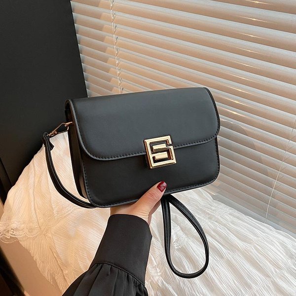 Moda Retro VersáTil Para El Trabajo Cierre De Candado Bolso PequeñO Bolso Para Mujer Verano Nuevo Bolso Cruzado De Un Solo Hombro Bolso Cuadrado PequeñO Texturizado Gray-image