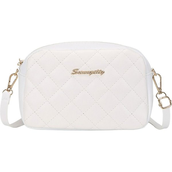 Haftowana MałA Kwadratowa Torba Crossbody Dla Kobiet Modna SkóRzana PU Torba Na Ramię BiałY-image