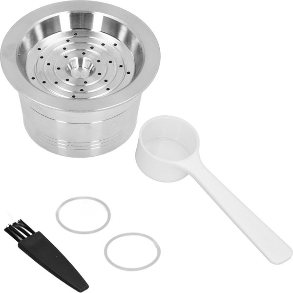 CáPsula De Café Reutilizable Acero Inoxidable Vaina De Café Recargable Con Cepillo Para Café Cafissimo L White-image