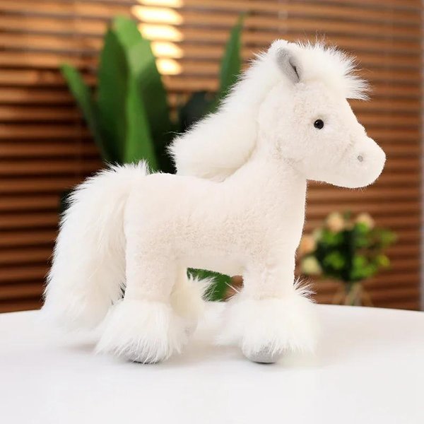 Pluszowe Lalki Konia Jak żYwe Wypchane Zwierzę Wysoka Jakość Super Realistyczne Kucyki Pluszowe Zabawki Klasyczny Prezent Urodzinowy Dla Dzieci 30Cm-image