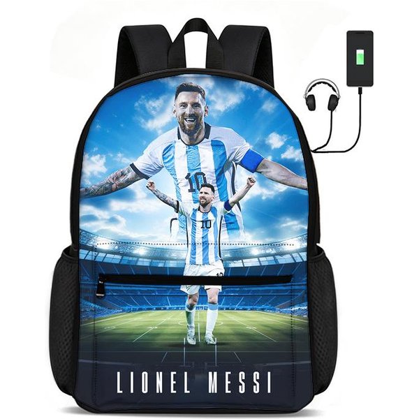 Mochila Estrella De FúTbol M-Mochila Messi Aprender, Viajar Bolsas Escolares Bolsas De Gran Capacidad Deporte De FúTbol Mochila Para Estudiantes-image