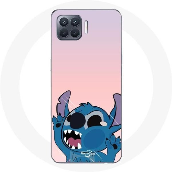 Funda - Oppo - A93 - Flexible - Rosa - Stitch Con La Nariz En El Aire Color Rosa-image