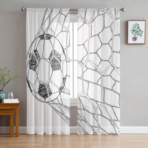 Cortinas Transparentes De FúTbol Para DecoracióN De Sala De Estar Cortinas De Ventana Para Cocina Cortinas De Tul Voile Organza W135 X H115Cm X1&Grommet Top White-image
