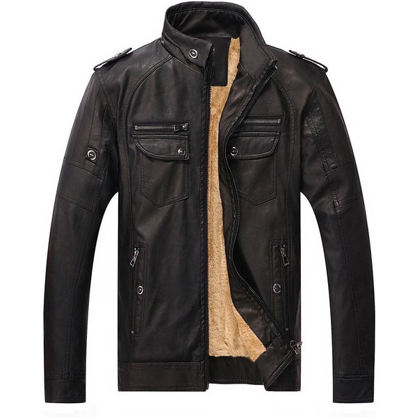 Chaqueta De Cuero PU OtoñO E Invierno Chaqueta De Cuero Para Hombre MáS Terciopelo Lavada Retro Xxxxl-image