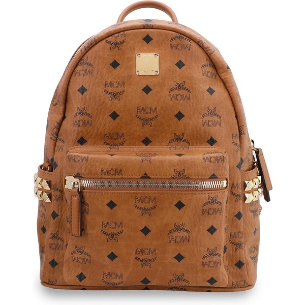 MCM Stark Monograma CláSico Doble Cara Tachonado Mochila De Lona Y Cuero Para Viajes Y Fiestas Unisex Mochila MarróN CoñAc MMKAAVE15CO001 Basic Set (Bag+Dust Bag)-image