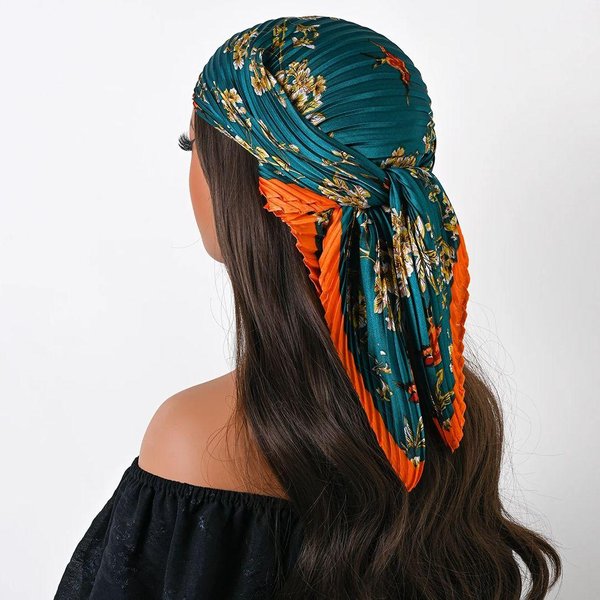 Cuatro Estaciones 70 Cm Bufanda Plisada De Seda PañUelos PequeñOs Estampado Paisley PañUelo Cuadrado PañUelo De SatéN PañUelo Decorativo Para La Cabeza Bandana Black-image